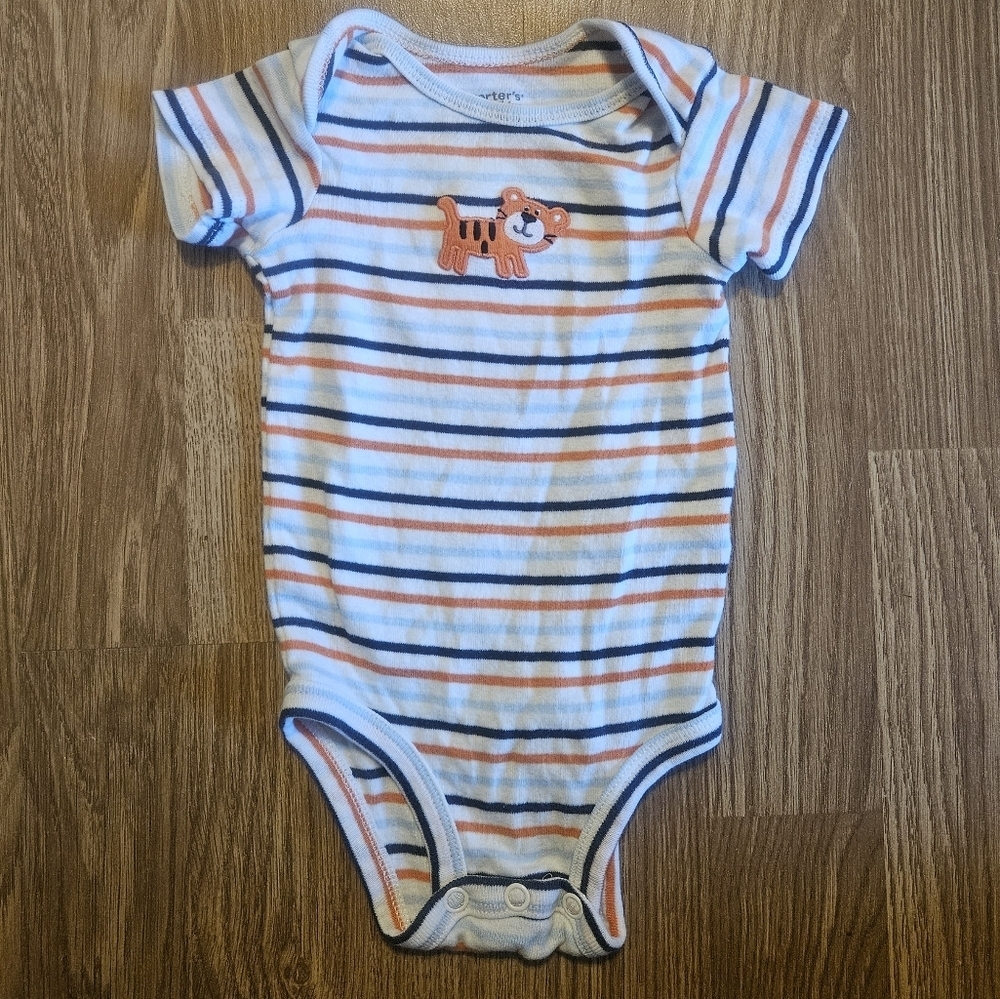 Carter's Striped Baby Bodysuit with Embroidered Tiger Size 3 Months